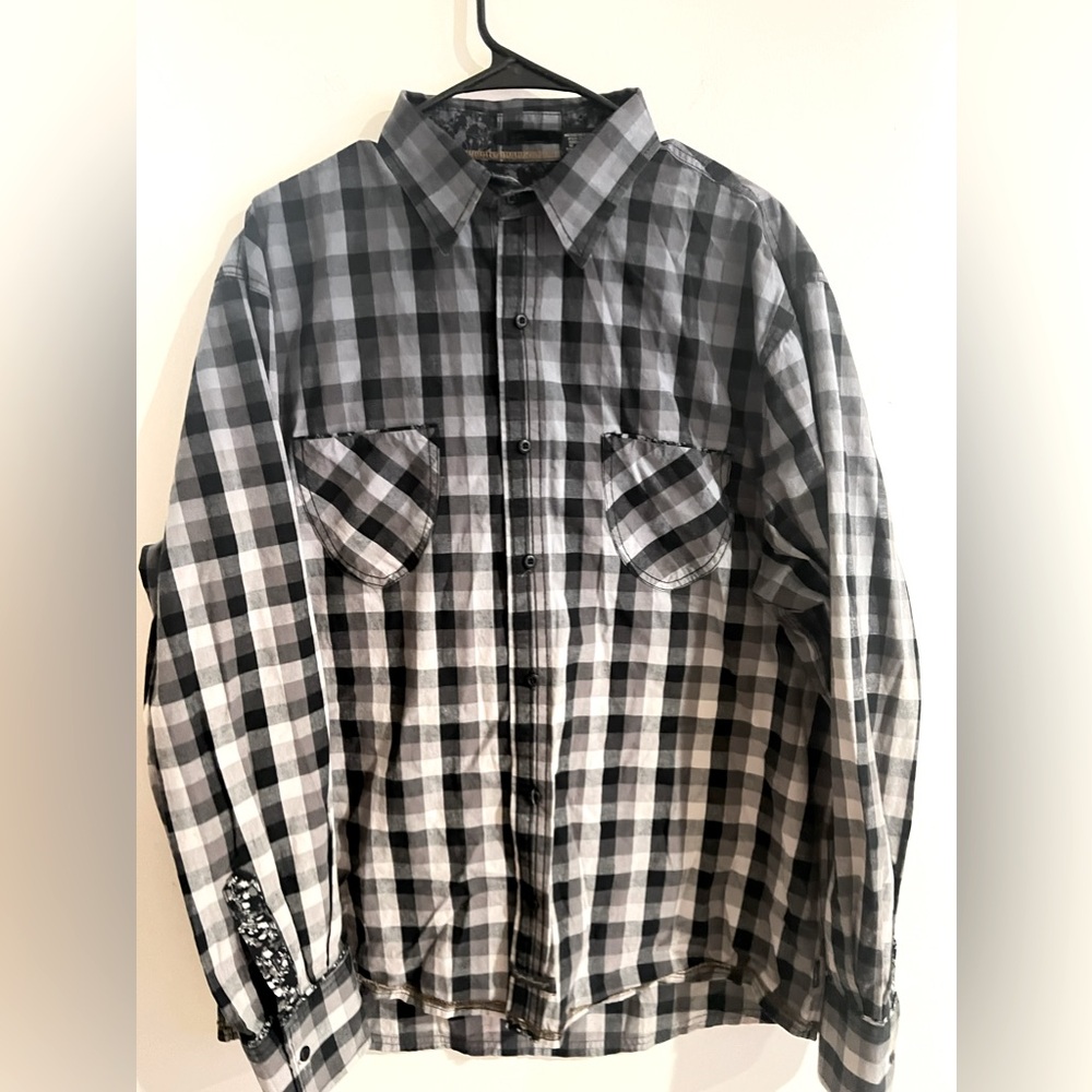 English Laundry Blaque Label Men's Size 2XL Black Plaid Long Sleeve Shirt